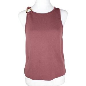 By Anthropologie Mauve Tank Top Gold Metallic Accent Minimalist Classy Medium